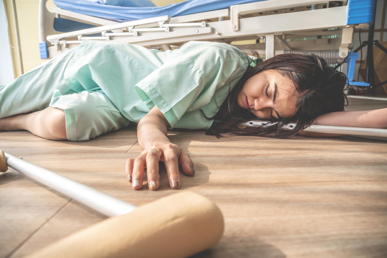 Patient on floor after a fall